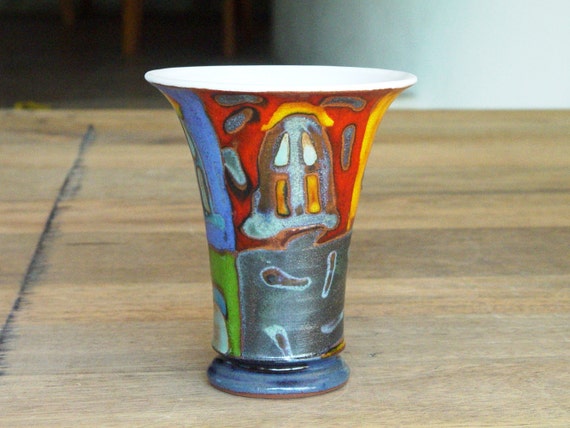 Handmade Ceramic Wine or Water Goblet, Pottery Mug with Unique Hand Painted Decoration, Colorful Mug, Wine Mug, Water Mug