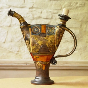 Christmas Gift - Unique Wheel Thrown Pottery Pitcher, Home Decor, Ceramic Decanter, Water Bottle, Ceramic Art, Danko Pottery
