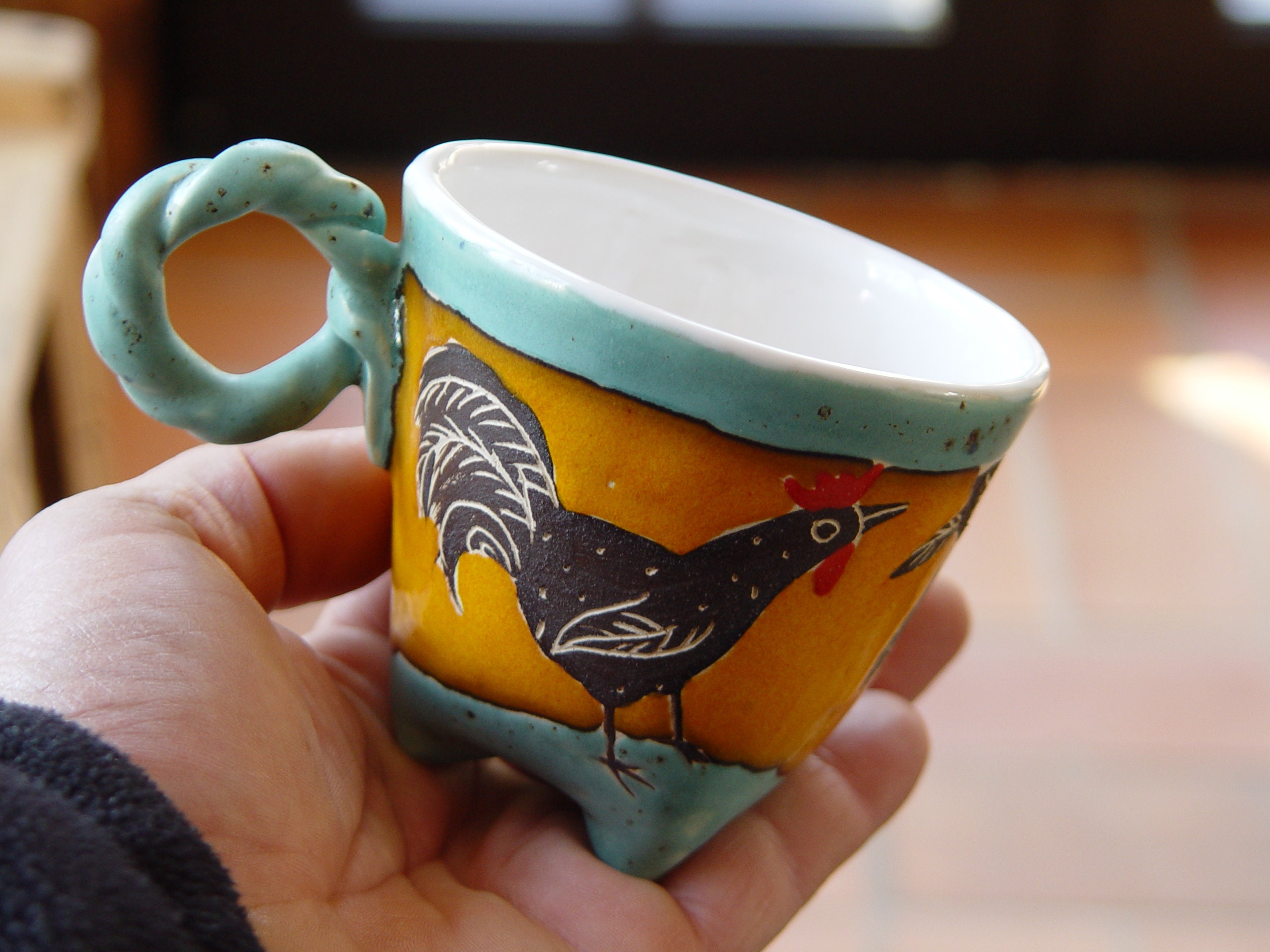 Taza de cerámica hecha a mano pura, arte de arcilla, taza de café Vintage,  regalo personalizado