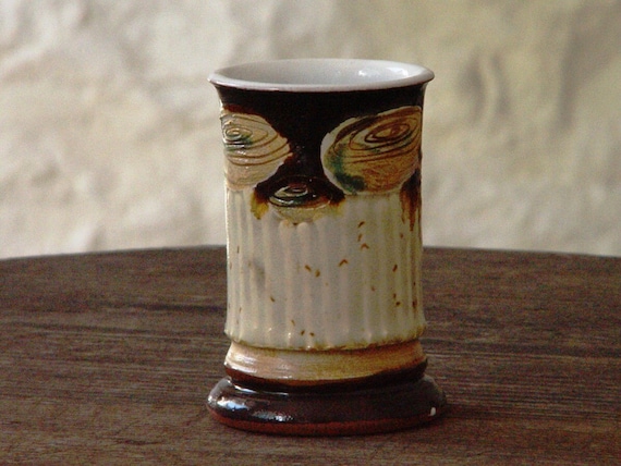 Handmade Brown Pottery Mug - Small Ceramic Tumbler for Brandy, Whiskey, Sake - Matte Textured Finish - 90ml Shot Glass - Unique Gift