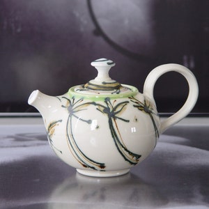 Cute Stoneware Teapot with Wicker Handle - Small Wheel-thrown Ceramic Kettle  - Black Green Tea Pot - Artistic Pottery - Handmade Clay Art