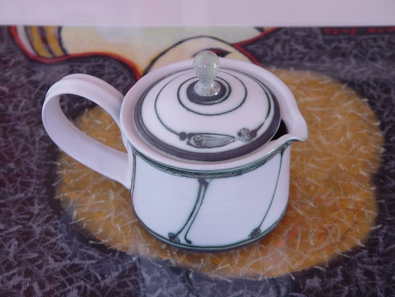 Handpainted Fish Stoneware Teapot - Unique Pottery Pitcher - Hot Water Jug - Danko Art - Home & Living - Kitchen Decor - Wedding Gift