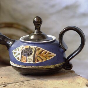 Blaue Keramik Teekanne Kleiner Teekanne Bild 2