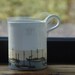 Large Handmade Stoneware Pottery Coffee Mug - Hand Painted Ocean Theme Mug - Boats Teacup - White and Blue Mug - Ceramics and Pottery 