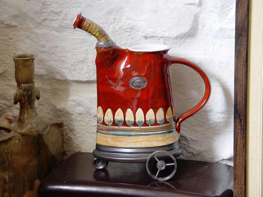 Christmas Gift - Pottery Pitcher With Iron Elements, Wedding Gift ...