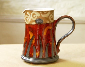 Mother's Day Gift - Red Ceramic Pitcher. Water Jug, Wheel Thrown Pottery, Clay Pitcher, Large Ewer, DankoPottery, Artistic pottery