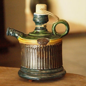 Handmade Green Ceramic Pitcher - Artistic Pottery for Kitchen Decor - Sake or Liquor Dispenser - Unique Home Gift - Danko Pottery