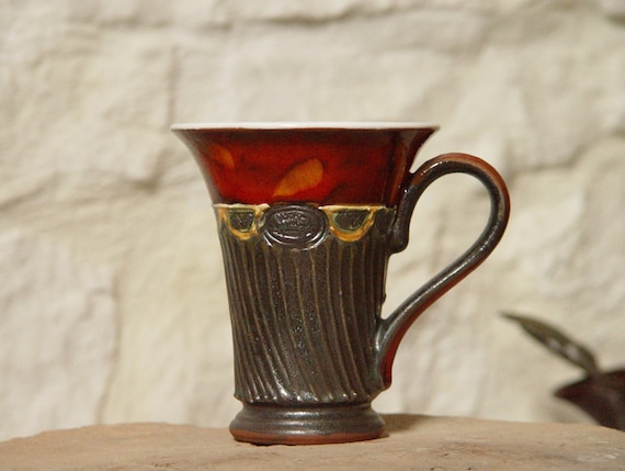 Handmade Red Pottery Mug - Ceramic Christmas Gift - Kitchen Decor - Danko Pottery - 200ml Capacity