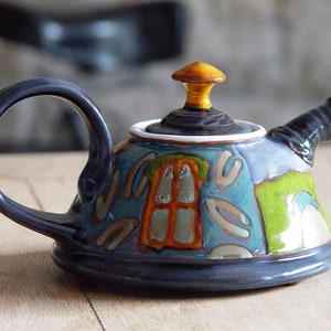 Cute Pottery Teapot Colorful Ceramic Kettle for One Artisan Clay Gift Wheel Thrown Pottery Home & Living Decor Christmas Present image 10