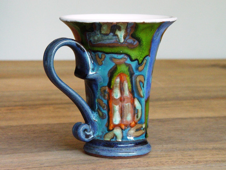 Hand Painted Pottery Mug Unique Ceramic Cup Danko Pottery Colorful Art for Coffee and Tea Home Decor Gift image 8