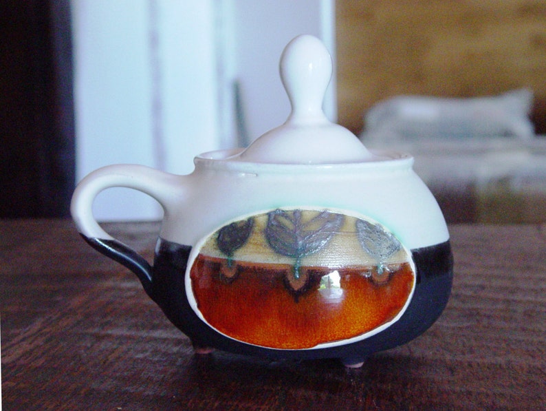 Ceramic gift Lidded Ceramic Bowl Unique Pottery Sugar Bowl Pottery Bowl Covered Sugar Bowl Handmade Pottery Ceramic Sugar Bowl