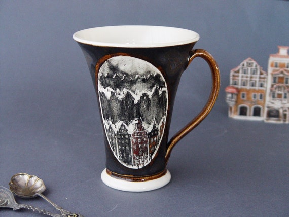 Handpainted Gdansk, Poland Mug - Charming City View Stoneware Cup - Unique Teacup - Handcrafted Pottery - Ceramic Art