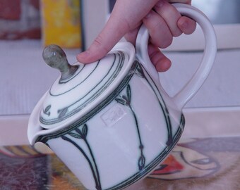 Handpainted Stoneware Teapot - Unique Ceramic Jug - Danko Art - Handmade in Bulgaria - 850ml/28 oz - Food, Microwave, Dishwasher Safe