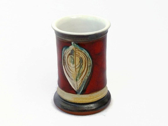 Christmas Gift - Handmade Red Ceramic Shot Mug - Stylish Liquor Tumbler - Pottery Gift for Dad - Sake set - Home and Living