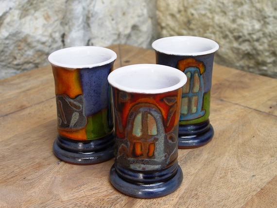 Small pottery mug - wheel thrown and hand painted. Ceramic mug, Pottery tumbler, Ceramic art, Wedding gift, Housewarming gift