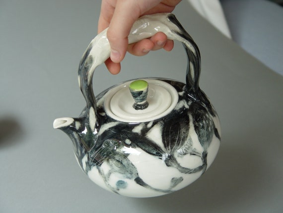 Mangrove Trees - Handmade Pottery Teapot with Unique Decoration - Handpainted Porcelain Pot - Ceramic Jug - Home Decor - Elegant Gift