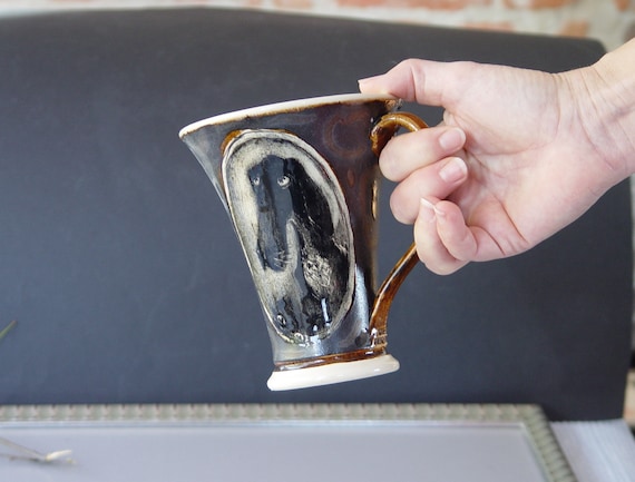 Unique Handpainted Stoneware Ceramic Mug, Dog and Cat Coffee Cup, Illustration Pottery, Best Friends Mug, Durable Kitchen Pottery