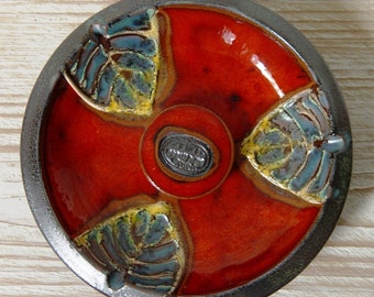 Handmade Red Ceramic Ash Tray - Decorative Pottery for Home & Gifts