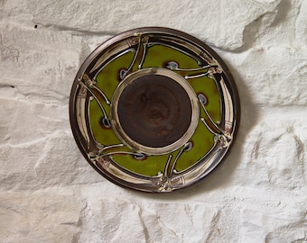 Handmade Green Plate - Wheel Thrown Pottery Dish - Fireplace & Wall Decor - Danko Ceramics