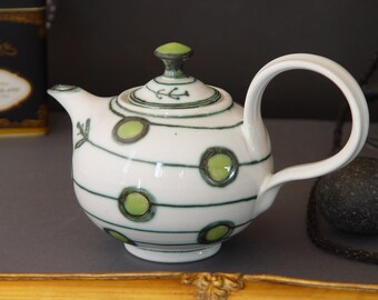 Stoneware Teapot with Handpainted Floral Decoration - Wheelthrown Ceramic Tea Kettle - Artistic and Functional Tea Pot - Handmade Clay Gifts