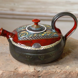 Christmas Gift Ceramic Teapot Handmade Pottery Tea Kettle Clay Tea Pot Artistic and Functional Pottery Clay Art Earthenware image 8