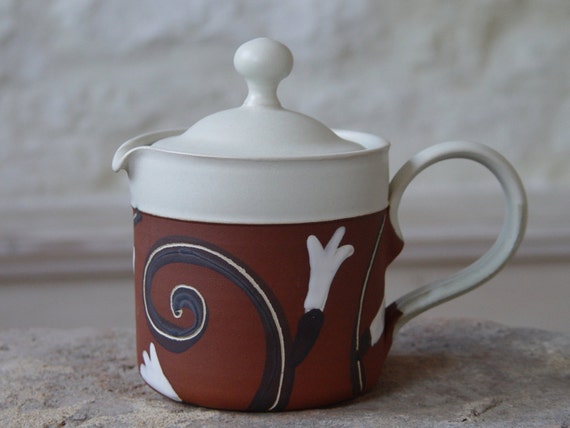 Handmade Stoneware Teapot. Unique Pottery Vessel, Hot Water Jug, Creamer, Collectible Pottery, Danko Art Pottery, Home and Kitchen Decor