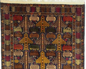 6,9 x 3,9 feet unique genuine old nomadic Afghan Warrug from Russian invasion period of Afghanistan No:17/9