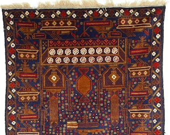 6,6 x 3,6 feet unique genuine old nomadic Afghan Warrug from Russian invasion period of Afghanistan No:17/8