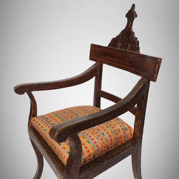 Canapé-lit islamique oriental Antique, fauteuil de peinture miniature peint à la main avec écriture arabe No:A