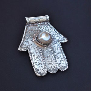 islamische orient Amulett Talisman Anhänger hand Fatima silber anhänger Hamsa Khamsa mit Augenachat aus Afghanistan handarbeit