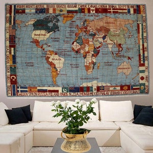 79,9 x 57,4 inch Rare Masterpiece oriental hand knotted Wool wall Rug world Atlas carpet map Worldmap Calligraphy Mamlouk-Glaxy