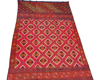 250 cm x 115 cm muy raro antiguo siglo 19 bufanda de seda Pulkari Swat Valley Pakistán en mejores condiciones 20 / B