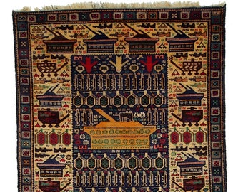 6,9 x 3,8  feet unique genuine old nomadic Afghan Warrug from Russian invasion period of Afghanistan No:17/2