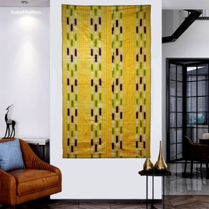 Antique Islamic Vintage tribal silk embroidery  Uzbek Silk Ikat Uzbekistan Tribal Weaving blanket fabric panel Textile Wall Hanging 21/1