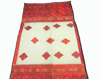antique swat Valley silk embroidered Pulkari shawl 19 cent. Pakistan   20/C