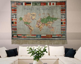 125 x 90 cm シルク手織りオリエンタル カーペット タペストリー 世界アトラス 世界地図 カーペット マップ