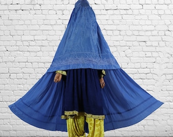 Original Afghanische Frauen schleier kopftuch Burka Burqua umhang afghan burqa abaya Niqab Kleid hijab Tschador afghanistan Pakistan (blau)