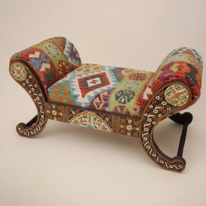 poltrona luxuosa oriental sofá cadeira de banco sofá chaise longue sofás longue banco sofá estofado com estofamento kilim Afeganistão Não: M