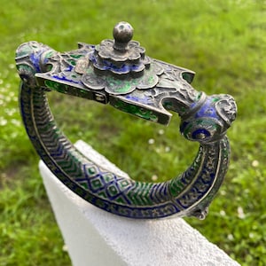 Antike handgemachte Vintage emaillierte Fußreifen Manschette Armband Multan und Sindh Pakistan Jhanjhar Armreifen Nr-21/WL2 Bild 2