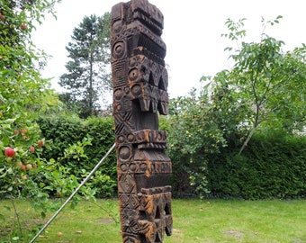 antique  orient solid hand-carved wooden Pillar column from Nuristan Afghanistan kohistan Pakistan  18/19 century No-20/A