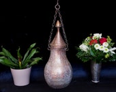 Antique Engraved Large islamic Copper Ottoman drinking bottle Bowl, 19th C.