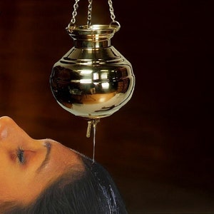 3,5 L and solid brass Ayurvedic Shirodhara Pot Vessel Panchakarma Panchkarma Abhyanga Vasti Nasya oil therapy Yoga Dhara Patra NEW