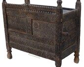 antique 19th century orient vintage cedar wood treasure Dowry Chest from Nuristan Afghanistan No 2