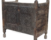 antique 19th century orient vintage cedar wood treasure Dowry Chest from Nuristan Afghanistan No 1