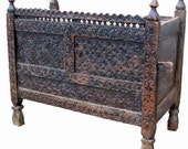 antique 19th century orient vintage cedar wood treasure Dowry Chest from Nuristan Afghanistan swat Valley Pakistan