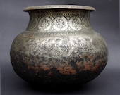 Antique Engraved Large islamic Tinned Copper cooking pot High Quality, 18 19th C. from Afghanistan No 18 دیگ