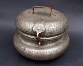 Antique Engraved Large islamic Tinned Copper box with a Lid High Quality, 18 19th C. from Afghanistan No 18 KG-12