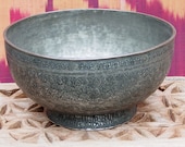 Antique Engraved Large islamic Tinned Copper Bowl, 18 19th C. from Afghanistan No 18 48