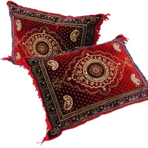 3er Set 1x Sitzkissen 2 Kissen handgefertigt sitzkissen Teppich Orient Sitzecke majlis Sofa Bodenkissen Sitzgruppe Afghan Toshak توشک Rot21 Bild 5