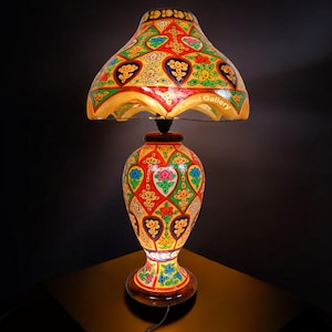 orientalische handbemalte Lampe Kamelleder Tischlampe Nachttischlamp Tischleuchte Nachtlampe Stehleuchte Handarbeit  Multan Pakistan 23/5